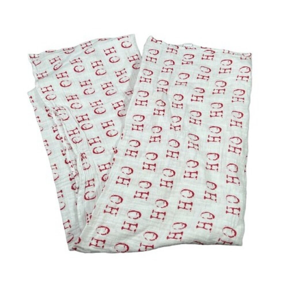 MUD PIE Newborn Christmas Muslin Swaddle Santa Ho Ho Ho 50”x50” Photography Prop